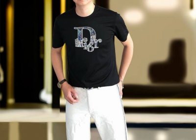 P150 D*Or 迪奥2025春夏新款原单男士圆领短袖T恤 高端定制 时尚百搭 柜台同步售卖 印胶字母Logo图案设计 客供定制进口天丝液氨棉面料，穿着亲肤舒