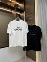 120 Gucci古驰2025Ss新款字母硅胶批彩色绣花布工艺情侣休闲短袖T恤 最高版本！定制面料290克100%双纱全棉！字母硅胶批彩色绣花布工艺设计！ 辅料