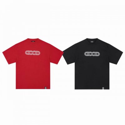 goodbrand 赵一博同款重工组合亮片铆钉烫钻情侣圆领短袖T恤-原单版本 Color：黑色 红色 Size：S M L Xl Number：25803 原版