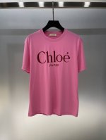 独家首发原单品质 Chl*E 35 新款字母Logo印花圆领短袖T恤！简约时尚宽松Tee 男女同款 白色 玫粉色