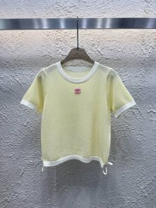qx. Chane 25夏季新款镂空基础款针织短袖