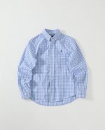 polo Ralph Lauren衬衫 格纹拼色翻领单排扣长袖 浅蓝色 女款 格子衬衫｜蓝色Ralph Lauren 永远的经典蓝色格子衬衫、百穿不厌 是夏天海