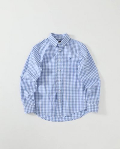 polo Ralph Lauren衬衫 格纹拼色翻领单排扣长袖 浅蓝色 女款 格子衬衫｜蓝色Ralph Lauren 永远的经典蓝色格子衬衫、百穿不厌 是夏天海