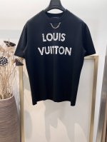 Size Smlxl 黑 白两色 男女同款 1V路易家Fw链条经典Logo理石纹路印花半袖T恤