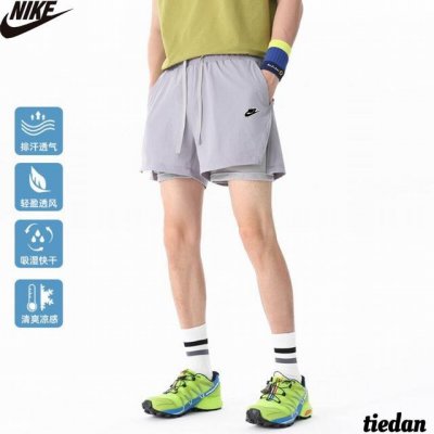 耐克Nike夏季新款 男女同款夏季假两件短裤 2025新款潮流宽松休闲男美式速干裤运动跑步裤 健身裤 三分裤 颜色:黑色 紫色 黄色 卡其色 军绿色 尺码:M-