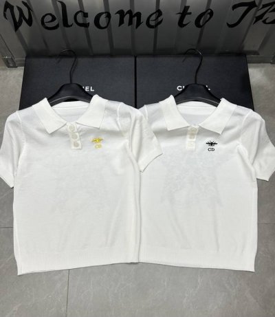 新品上线 款号:27361# #Cd蜜蜂翻领短袖实拍图