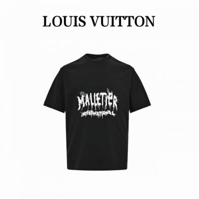 Louis Vuitton 路易威登 24Ss 刺绣字母印花短袖 Louisvuitton 反面做法 前胸刺绣，前后片 采用墨水涂鸦，面料采用240克双纱 1*