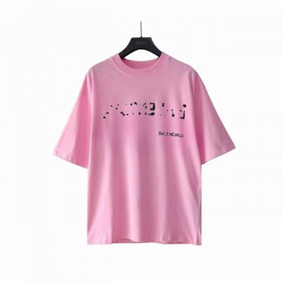 实拍细节图+细节图 巴黎世家Balenciaga 模糊阴影Logo短袖 巴黎世家模糊短袖 23年新主麦上身 印花采用康丽直喷丝网印花工艺区别市场面料采用32S2