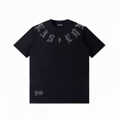 chrome Hearts 克罗心十字架皮标梵文字母烫钻短袖T恤 280克纯棉双砂面料 所有面料均已提前做过缩水 品质第一 所见即所得 不会洗一次版型就有所变化