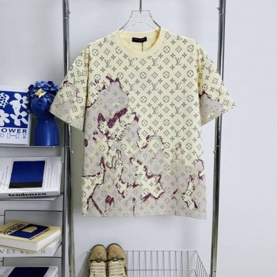 163 当天到货 现货现配 Louis Vuitton 路易威登25Ss 火烧云老花满印 短袖T恤 独家首发高定 面料采用320克重双纱精梳棉，定制32支双股螺