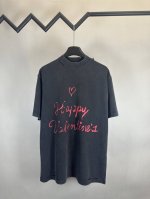P230 Balenciaga 巴黎世家 2025Ss 情人节Lovey爱心廓形短袖T恤 复古平纹针织面料 廓形大版剪裁 复古磨边效果 做旧和水洗褪色效果 爱心