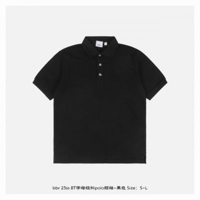 burberry 博柏利 25Ss Bt字母纽扣Polo短袖-黑色 采用 G珠地网眼布棉质，面料网眼织法，透气舒适，专用Polo衫面料，领子进口扁机定制编织而成