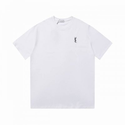 ysl 圣罗兰 经典小标刺绣提花短袖 胸前高密刺绣Logo 原版1:1针织纯棉280克重面料 同色定制色织色染高密度螺纹 采用进口田岛高密度重工刺绣机绣花 字体