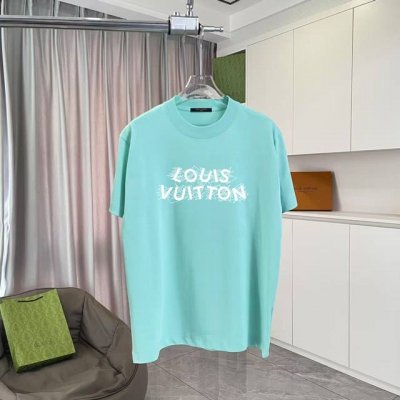 LV*路易威登2025夏季新款 个性字母Logo印花 定制面料300G 短袖T恤 男女同款 尺码 S M L Xl Xxl 五个码 颜色 黑色 白色 湖绿色 紫