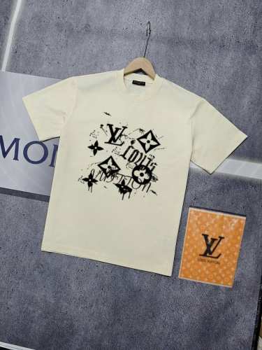 实拍 Nfc芯片感应 Louis Vuitton 路易威登 短袖T恤 Lv 2025新款三花涂鸦图案印花短袖T恤 男女同款 面料：原版同步330克重双纱100%