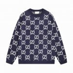 gucci古驰满身双G字母提花圆领毛衣 颜色 深蓝 码数 S M L Xl Xxl