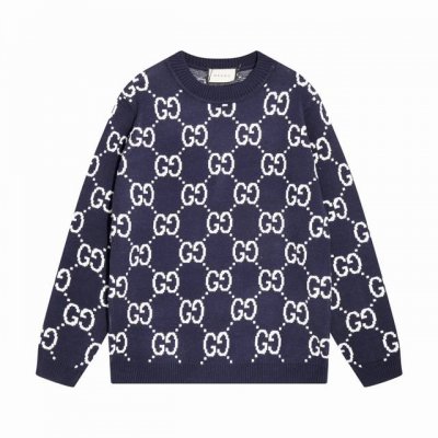 gucci古驰满身双G字母提花圆领毛衣 颜色 深蓝 码数 S M L Xl Xxl