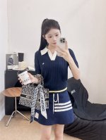 Ce家 夏季新款 撞色翻领针织短袖 颜色 白色 宝蓝 尺码 36.38.40