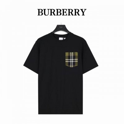 burberry 巴宝莉 经典胸口格纹口袋短袖T恤 采用50支双股，精梳紧密棉盖棉260克面料， 柔顺水洗处理， 精选格纹府绸面料，格纹要求也是居中裁剪，每一件