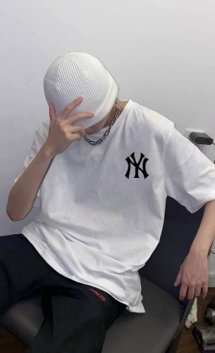 Mlb Yankees-Ny布鲁克林圆领短袖半袖T恤 面料采用260克纯棉双纱食毛面料 双线二本针压线 久洗不变形 原版定制三标 高端进口印花 随意水洗 情侣可