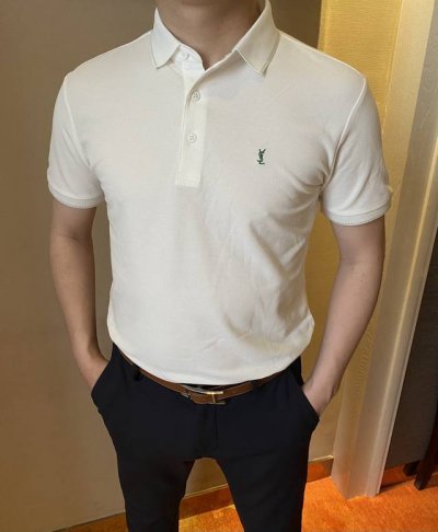 新品上市 圣罗兰 Ss夏季新款字母Logo男士翻领Polo衫！经典商务男款，高端男装的天花板级别的商务男款！简约时尚大气不失优雅，单穿内搭体面过人，品质控 细节
