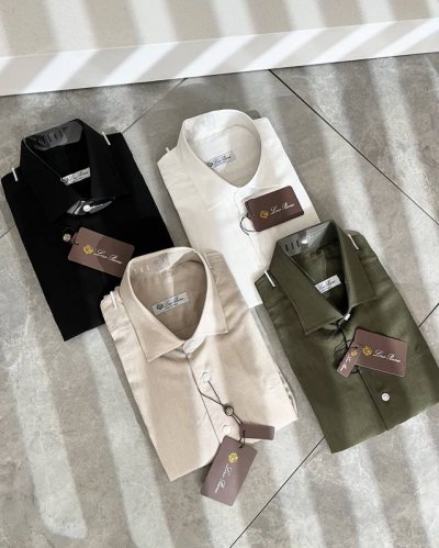 loro Piana诺悠翩雅 2025春夏男士短袖衬衣，最新的贸易订单全品相！！网红款！上身舒适透气，不僵硬，整体有着丰富的立体感，品质出口订单，定制专属棉麻面
