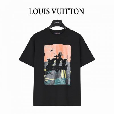 Louis Vuitton 路易威登 25Ss 屋顶晚霞烫钻短袖T恤 购入原版开模打造，全套定制辅料，所有细节完美还原 定织定染260G纯棉双纱紧密棉面料，洗水