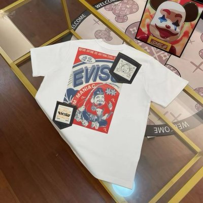 Evisu福神2025年夏季新品男士佛头钓鱼翁口袋印花休闲宽松短袖T恤 颜色：黑色 白色 码数S-Xxl S码 肩宽46.6 胸围106 衣长68 适合身材 -