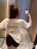 高品质 品名：Lululemon 24Ss春夏新款 植绒印花宽松字母图案男女同款圆领纯棉短袖T恤 版型；宽松版 面料：330G全棉精梳棉 颜色： 黑色-白色 尺