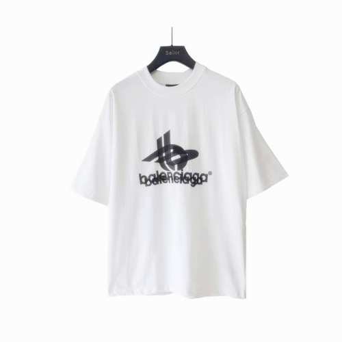 实拍细节图+尺码表 巴黎世家 Balenciaga 重影前后印花短袖 椭圆机进口直裂工艺 还原正品印花厚度 印花的直裂破坏非常高级 整体印花无牙边 螺纹 袖口