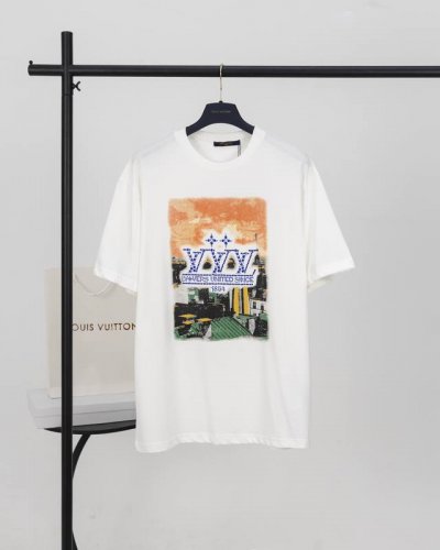 顶级版本.官网品质 Louis Vuitton*路易威登 Lv 25Ss黄昏烫钻印花短袖T恤 采用原板独家定制260克32支双莎纯棉面料 质感非常柔软舒服 10
