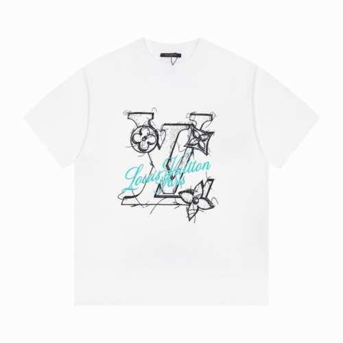 上新： 款号：B207 Louis Vuitton新款25Ss经典字母花卉图案Logo印花圆领短袖T恤 1面料采用260克纯棉双纱面料 柔软亲肤、透气性强，定位