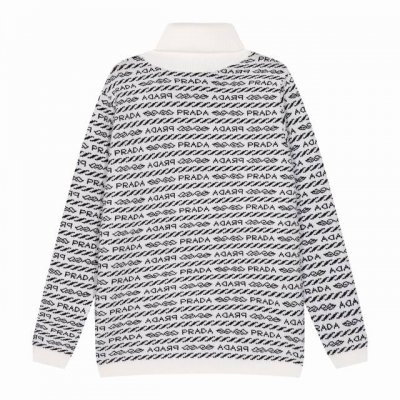 普拉达 prada高领满身印花羊毛衫毛衣 颜色 蓝色 白色 码数 S M L Xl Xxl
