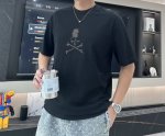sg 男女同款 ，Mmj 春夏最新骷髅头刺绣圆领T恤衫，宽大版型Over Size风格，完全不挑身材，整体效果宽松却极具韵味，不会松垮到没型，穿搭更是万能得百搭