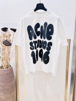 Size：S M L Xl Os廓形宽松版 黑 白 姜黄3色 男女同款197536374260060091 Acne 2025Fw早春新款重磅纯棉泼墨印花半袖T