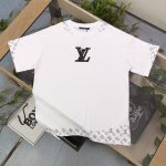 款号：Cx26000 高版本 2025春季新款Louis Vuitton路易威登Lv刺绣贴皮大Logo绣花休闲情侣宽松短袖T恤，独一无二的活性环保面料染色，32