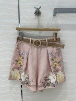 独家首发高端原单品质，Zm度假风白富美必入高级亚麻棉高腰短裤！全定位印花立体裁片，配送藤条编织腰带，独家定制面料质感细腻舒适！美到入骨的法式优雅气质名媛风！可甜