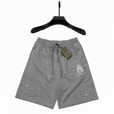 款D61 巴黎 balenciaga巴黎世家 24Ss新款火焰短裤刺绣五分短裤 纯棉380G毛圈面料 手感厚重洗水割破做旧 火焰双环Logo视觉冲击很强宽松版型