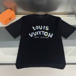 纯原臻品 顶级原版复刻 Lv 路易威登25Ss前后印花字母Logo300克圆领重工标志品牌短袖 原版面料高版本高品质 网红明星同款 水洗300G32支双纯棉面料