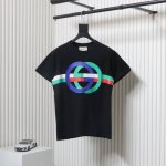 gucci 古驰 23Ss 双G互扣拼色Logo印花短袖互扣式Gg标志再现80年代经典印花设计，面料经过高温环保染色，胸前Gg最为经典的红绿撞色的印花，突破以往