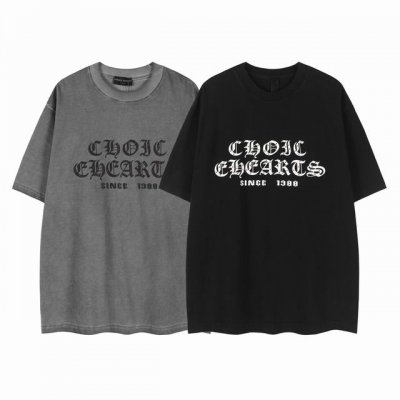 白底细节图 款号 9069-高端品质 25年最新款Choice Hearts镂空硅胶烫钻五金短袖T恤 面料 270G纯棉双纱 颜色 做旧黑 做旧灰 尺码 S-X