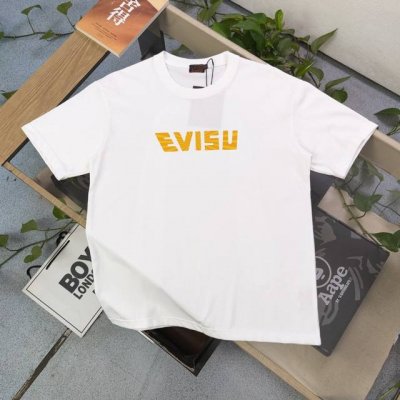 上新 款号：F662 2025新款Evisu福神后背大M不倒翁图案Logo印花休闲情侣短袖T恤，经典永远不会过时、人手必备款，230G纯棉精梳棉不起球不起毛，上