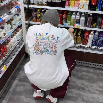 260G重磅纯棉 Nike 耐克 Nk 绚烂色彩彩绘 线条画 “Happyday” 短袖T恤 男女同款 半袖 情侣款 面料工艺： 1.260G重磅纯棉，100%