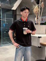 古奇 高端货商务 白领 单位人士必入单品！ 休闲商务翻领短袖，科技面料，体感非常棒，手感顺滑质感很棒！弹性好，无任何束缚感，面料自带透气网孔，吸湿排汗，速干保持