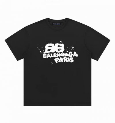 Balenciaga巴黎世家泼墨圆领短袖半袖T恤 面料采用260克纯棉双纱食毛面料 双线二本针压线 久洗不变形 原版定制三标 高端进口印花 随意水洗 情侣可穿