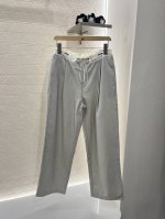Alexander Wan*2025新品上架 拼接条纹抽绳直筒裤 定制Yb斜纹全棉材质 肌理明显 透气好穿 阔腿直筒长裤剪裁 搭配白色褶皱抽绳腰封 穿脱方便不限