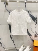 Louisvuitton路易威登320克圆领短袖T恤 重工艺标志品牌字母Logo满身刺绣标识 官方同步 1:1原版开模 时尚个性 百搭潮流 纯原品质 原版洗水面