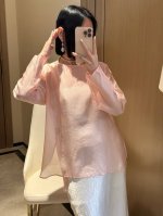 2025年大爆款出货，高密天丝重工刺绣衬衣，百搭神器 单穿打底都，四色 黑色 咖色 米色 粉色Smlxl极致性价比系列款 面料:天丝