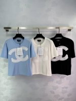 Chane*2025最新系列 胸前双C大牌精致 简约小圆领搭配 休闲复古日常百搭的基础款，不用费心搭配的经典版型 3色3码Sml T226B