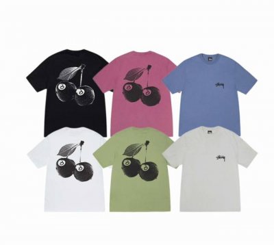 上新款号：S124 Stussy斯图西 Stussy Ss24 Cherries Tee 夏季系列 樱桃印花图案宽松罗纹领短袖T恤 男女同款 原版打造 细节高控